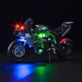 طقم مصباح LED متوافق مع Lego Kawasaki Ninja H2R للدراجة النارية 42170 (لا نماذج فقط الضوء) مجموعة الإضاءة الإبداعية المتوافقة مع LEGO Kawasaki 42170 مجموعة