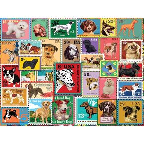 White Mountain Dog Stamp Buzzles 500 قطعة متعة اللغز بانورامزو لكبار السن والأسرة