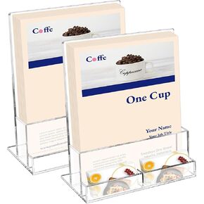 2 حزمة كتيب أكريليك حامل 8.5x11 معرض الكتيب مع معرض بطاقة العمل Trifold Rack حامل بطاقة Acrylic Clear