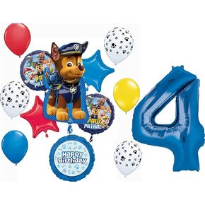 anagram paw pups on Patrol 4th Birthdy Party Supplies Chase 13pc Balloon Bouquet Decorities