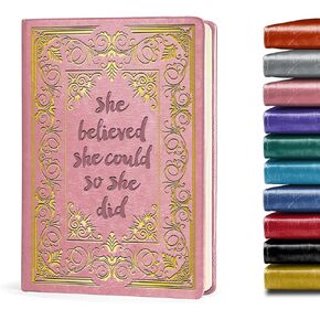 Inspirational Gifts for Women She Believed She Could So She Did Leather Notebook,Green A5 Lined Leather Journal Notebook,200 Pages 100 Gsm Hardcover Executive Notebooks for Sister Friends Bestie (Green) in Saudi Arabia