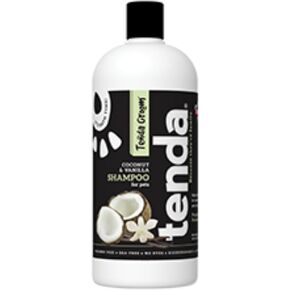 شامبو Tenda Coconut & Vanilla للكلاب 32 أوقية - غسل الحيوانات الأليفة المرطبة مع زيت جوز الهند والفانيليا - صيغة لطيفة للمعاطف الناعمة والصحية.