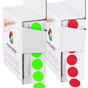 chromalabel 0.50 بوصة خضراء الفلورسنت و 0.50 بوصة جولة جولة جولة قابلة للإزالة باقة ملصقات نقطة التدوين