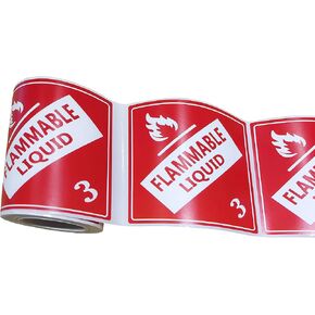 Youok Red Hazard Class 3 D.O.T.flammable Liquid Rhombus ، ملصقات تحذير 4INCH صناديق الصناديق ، تحذير حزمة الشحن (300pcs/Roll)