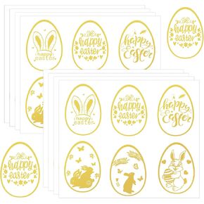 ملصقات عيد الفصح الذهب رقائق الذهب 1.5 بوصة Easters Easters Happy تسمية البيض الملصق للسلال البيض بطاقات الأظرف الحرفية