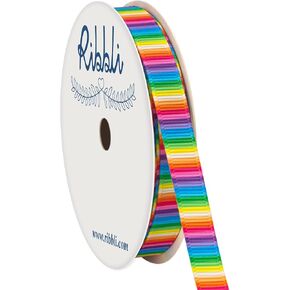 Ribbli Easter Ribbon,Colorful Easter Rainbow Stripe Grosgrain Ribbon Use for Hair Bows,Wreath,Gift Wrapping,Easter Basket Decoration,3/8 Inch 30 Feets (10 Yards)