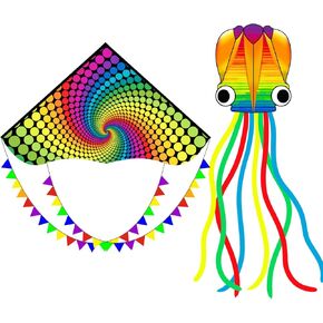 Xida Rainbow Octopus Kite و Delta Kite للأطفال والبالغين