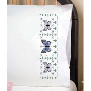 Tobin Butterfly Garden Stamped for Embroidery Pillowcases