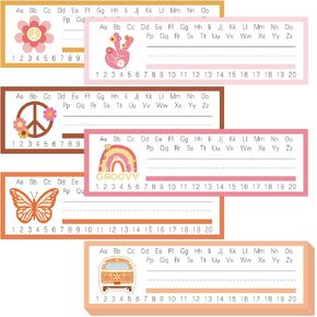 60pcs groovy اسم العلامة ملصقات الفراشة قوس قزح الصف المسطح العلامات العلامات اسم لاصقة الأسماء لطلاب الدرس المدرسي مكاتب التدريس مستلزمات العودة إلى الديكور المدرسي ، 6 تصميمات
