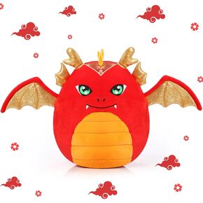 Leyndo 14 '' Red Dragon Plush Palush Plush Dragon Custor Tove Toy Long Long Plush Toy for Birthday Home Bed Room Decorations