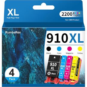 910 XL Ink Cartridges Combo Pack (4-Pack, Black/Cyan/Magenta/Yellow) Replacement for HP 910 910XL Ink Cartridge for OfficeJet Pro 8025e 8028e 8035e 8025 8028 8035 8015e 8022e 8015 8022 Printer Ink