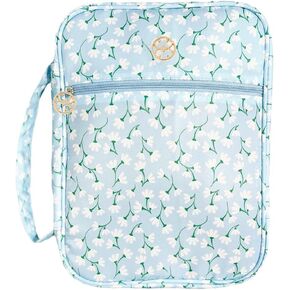 Mary Square Pretty Please Flowers Polyester 10.5 × 8 بوصة زرقاء أخضر وأبيض من الكتاب المقدس أو غلاف الكتاب