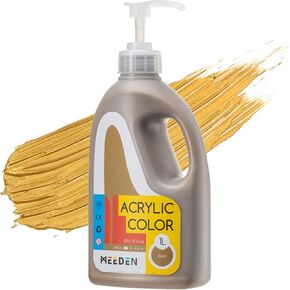 Meeden Meeden Metallic Gold Acrylic Paint: 1 L /33.8 OZ Paint Liquid Paint with Pump Lid - Gold Art Paints for Canvas ، Wrabels ، Studio ، School ، Wall & Dorced Paints