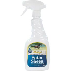 Fiebing's Satin Satin (16 Oz) - Spraysher Detangler & Shine Coat Complementر - غير سامة ، آمن للخيول والكلاب الحساسة - تسدّى الشعر الأوساخ والغبار ، وترطيب وتيل والذيل