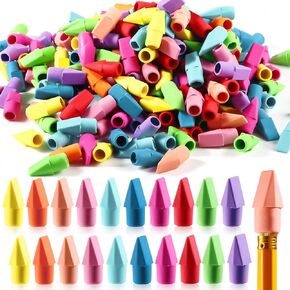 1200PC Pencil Top Eraser Caps Bulk for Pencils, 10 Assorted Bright Colors Chisel Shape Pencil Erasers Toppers for School Classroom Office Party Favors Games Prizes Home School Supplies