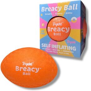 Self Inflating Ball 5", Rubber New Feel Breacy Ball, Hi Bouncy, Never Need Pump, Orange, Playground Balls, Handball, Dodgeballs, Picnic, Square and School Perfect All Ages Play in and Outdoor