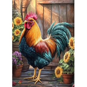 Meiyuda Chicken Diarmond Art Kits للبالغين ، وأطقم الرسم الماس 5D وعباد الشمس للمبتدئين ، ومجموعات الحفر الكريستالية الكاملة للديكورات للديكور الجدران المنزلية وتقدم 12 × 16 بوصة