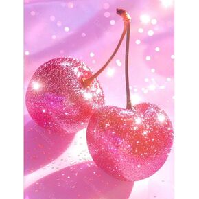 Gamteldot Cherry Diamond Art Kits for Adults,Diamond Art Diamond Painting Kit,5D Diamond Painting DIY Full Drill Diamond Dots Diamond Painting with Tools,Gem Craft for Home Wall Decor Gift-12x16in