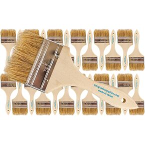 Pro Grade - فرش الطلاء رقاقة - 24 EA 3 بوصة فرشاة الطلاء الفاتح البني الفاتح