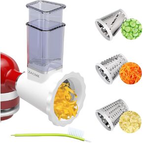 Updated Slicer/Shredder Attachments for KitchenAid Stand Mixers, Food Slicers Cheese Grater Attachment for Kitchenaid, Cheese Grater for KitchenAid Mixer with 4 Blades Dishwasher Safe