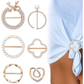 Juome 6Pcs Scarf Ring Clip - Shirt Ties Clips for Women Clothing Metal Round Circle Rings and Slides for Scarves Buckle for Women