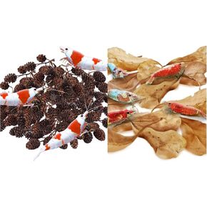 حزمة حزمة مدخرات Sungrow - مخروطات ألدر للروبيان 50pcs + أوراق Catappa Mini 50pcs