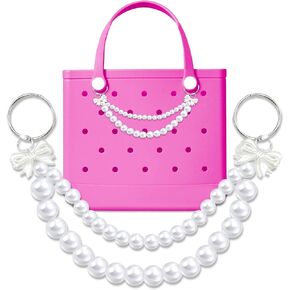 Charms for Bogg Bag, Pearls Chain for Bogg Bag Accessories Charms Compatible with Simply Southern Beach Tote, Insert for Beach Tote
