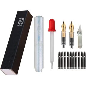 Majohn Wancai Mini Pearlescent Fountain Pen Pocket-Size Travel Pen Iridium Fine Nib Fountain Pen with 3 Pen Nibs, Eyedropper and 20 Black Ink Cartridges - Glitter White