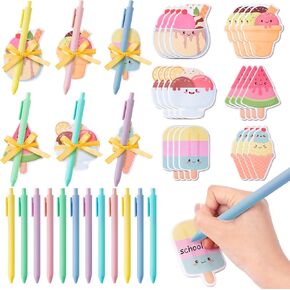 L1 -Rabe Summer Ice Cream Notes - 24 مجموعة من Summer Summer Dessert Self -Dispads مع شرائط أقلام العودة إلى مجموعات هدايا الجوائز المدرسية للطلاب الأطفال ، وسادات المذكرات الصغيرة لمستلزمات مكتب المدرسة اليومية