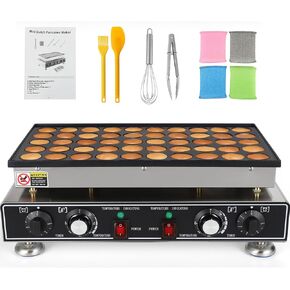 Dyna-Living Dutch Pancake Maker Electric Mini Pancake Iron Muffin Machine 25pcs Non-stick Dorayaki Maker 110V Commercial Home Kitchen for Baking Crepes, Muffins, Dutch Pancakes