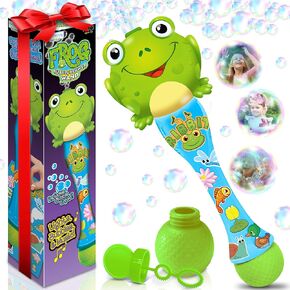 ArtCreativity Frog Bubble Wand - ألعاب ضفدع مصنوعة يدويًا مع حل تعبئة الفقاعات ، والملصقات ، والموسيقى والأضواء - النشاط الصيفي في الهواء الطلق - مفضلات حفلة عيد الميلاد - آلة منفاخ فقاعات