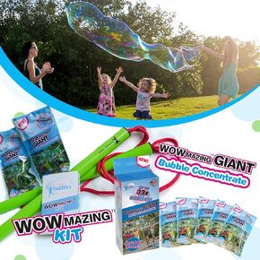 WOWMAZING GIANT BUBBLE WAND KIT & ELBS - يشمل 7 أكياس ونصائح تركيز | صانع فقاعة في الهواء الطلق للأطفال | حزب الفقاعات الكبيرة لصالح | فقاعات صنعت في الولايات المتحدة