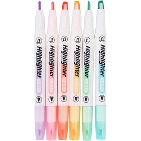 Operitacx 6pcs Highlighters Pastel, Dual Tip Highlighters Markers Aesthetic Highlighters Bible Highlighters No Bleed for School Office Home