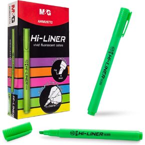 M&G Liner Highlighters ، أقلام علامة الحافة ، حزمة من 12 عدادات من أدوات عالية من الخضرة ، لا نزيف من الكتب المقدسة ، مجموعة تمييز مثالية لتنظيم وتلوين