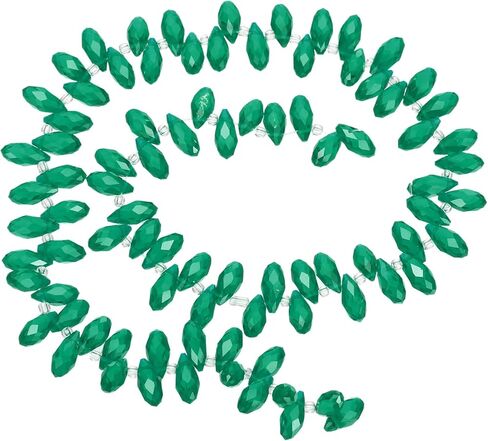 PATIKIL 2 Strands 180-190Pcs Teardrop Crystal Beads, 12x6mm Faceted Teardrop Briolette Horizontal Glass Beads Loose Bead for Bracelet Jewelry Making, Emerald Green in Kuwait