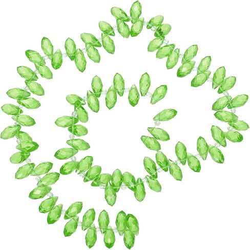 PATIKIL 2 Strands 180-190Pcs Teardrop Crystal Beads, 12x6mm Faceted Teardrop Briolette Horizontal Glass Beads Loose Bead for Bracelet Jewelry Making, Emerald Green in Kuwait