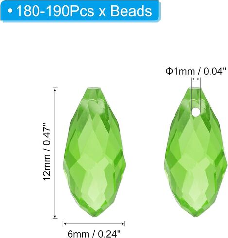 PATIKIL 2 Strands 180-190Pcs Teardrop Crystal Beads, 12x6mm Faceted Teardrop Briolette Horizontal Glass Beads Loose Bead for Bracelet Jewelry Making, Emerald Green in Kuwait