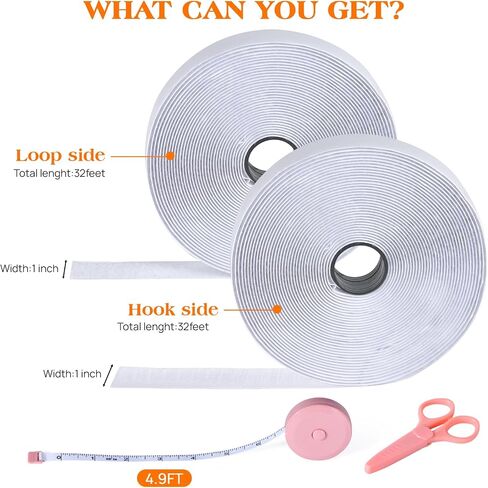 32Ft x 1 Inch Heavy Duty Hook and Loop Tape with Adhesive Back - Double Sided Strong Sticky Strips Roll for Home, Office, School, Car, Crafting, DIY Projects (Black) in Saudi Arabia
