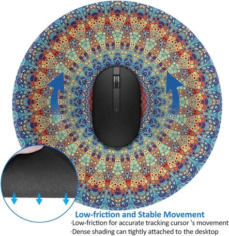 Mandala Round Mouse Pad Premium Textured Mouse Mat Washable Mousepads with Extended Stitched Edges Non Slip Rubber Base Small Mousepad 7.9 * 7.9 * 0.12 Inches in Saudi Arabia