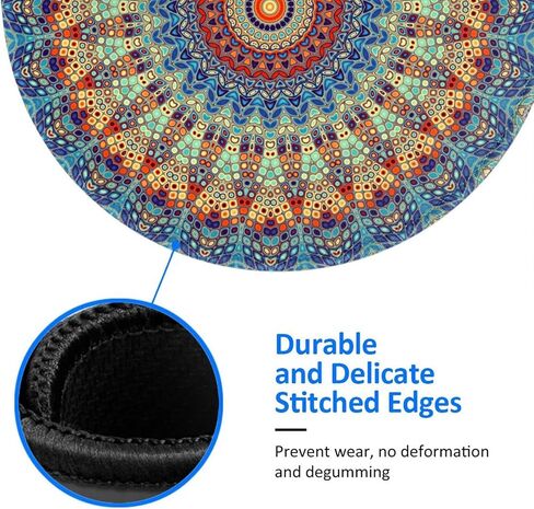 Mandala Round Mouse Pad Premium Textured Mouse Mat Washable Mousepads with Extended Stitched Edges Non Slip Rubber Base Small Mousepad 7.9 * 7.9 * 0.12 Inches in Saudi Arabia