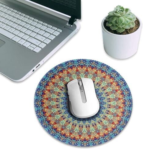 Mandala Round Mouse Pad Premium Textured Mouse Mat Washable Mousepads with Extended Stitched Edges Non Slip Rubber Base Small Mousepad 7.9 * 7.9 * 0.12 Inches in Saudi Arabia
