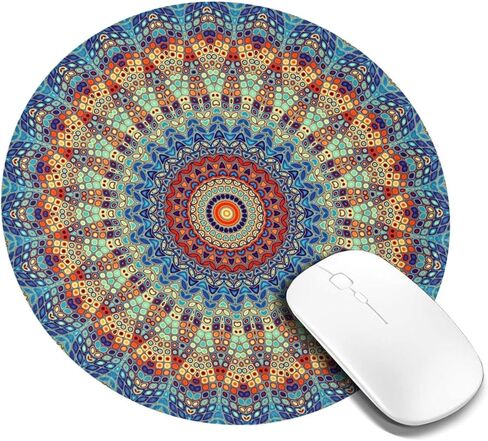 Mandala Round Mouse Pad Premium Textured Mouse Mat Washable Mousepads with Extended Stitched Edges Non Slip Rubber Base Small Mousepad 7.9 * 7.9 * 0.12 Inches in Saudi Arabia