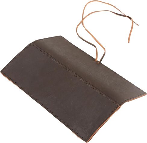 SH SHIFAA HANDICRAFT Rustic Genuine Leather Bound Pencil Roll-up Case, Pen Pouch, Pencil Holder For School Work and Office (Dark Brown) in Saudi Arabia