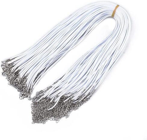 Beadthoven 100pcs 18" Waxed Necklace Cord with Lobster Clasp Bulk 2mm White Necklace Making Cord Rope String for Pendant Necklace DIY Jewelry Making Accessories with Clasp Extended Chain in Kuwait