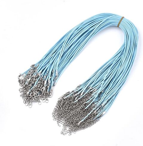 Beadthoven 100pcs 18" Waxed Necklace Cord with Lobster Clasp Bulk 2mm White Necklace Making Cord Rope String for Pendant Necklace DIY Jewelry Making Accessories with Clasp Extended Chain in Kuwait