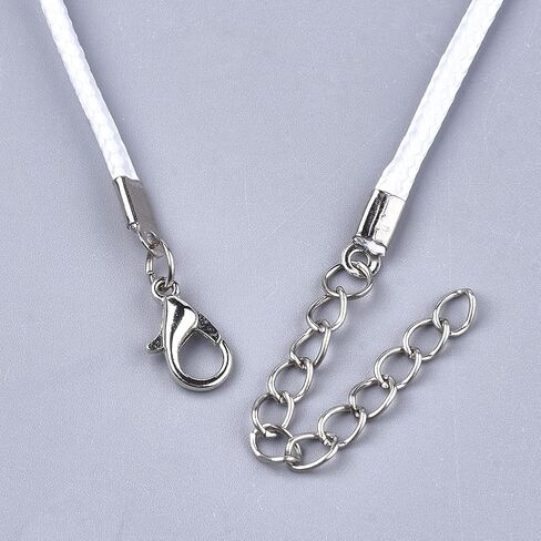 Beadthoven 100pcs 18" Waxed Necklace Cord with Lobster Clasp Bulk 2mm White Necklace Making Cord Rope String for Pendant Necklace DIY Jewelry Making Accessories with Clasp Extended Chain in Kuwait