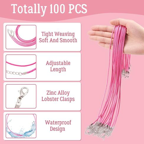 Beadthoven 100pcs 18" Waxed Necklace Cord with Lobster Clasp Bulk 2mm White Necklace Making Cord Rope String for Pendant Necklace DIY Jewelry Making Accessories with Clasp Extended Chain in Kuwait