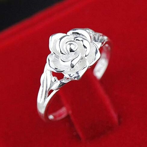 S925 Sterling Silver Rose Ring Women's Women و Simple Tair Ring in Kuwait