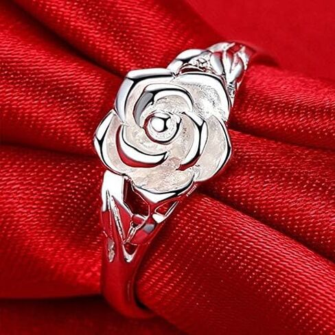 S925 Sterling Silver Rose Ring Women's Women و Simple Tair Ring in Kuwait