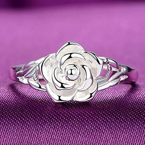 S925 Sterling Silver Rose Ring Women's Women و Simple Tair Ring in Kuwait